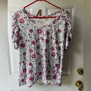 Loft Soft Top with Rouched Sleeves